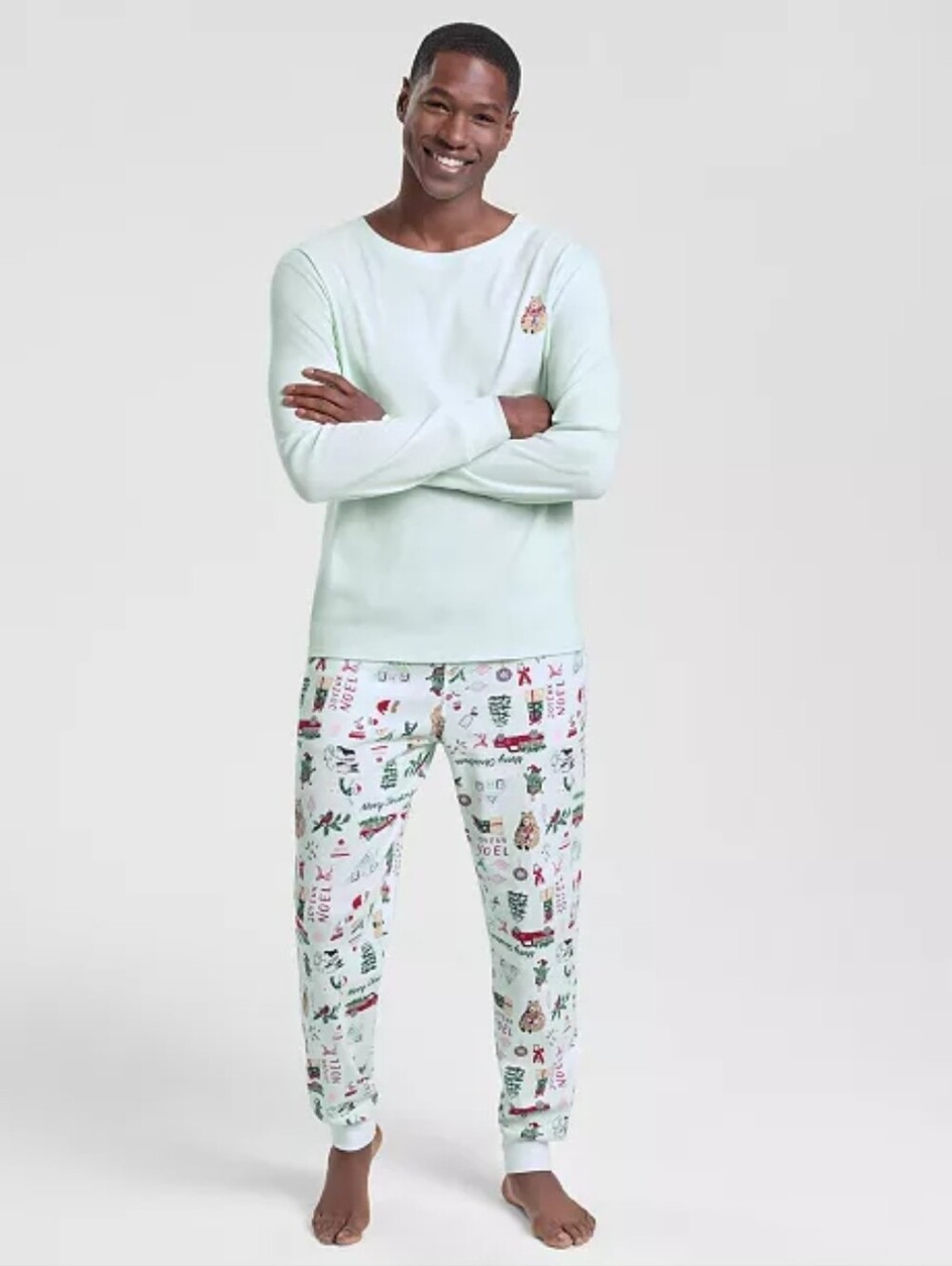 Holiday Lane Christmas men's winter holiday bear cotton pajama set NWT Sz L
